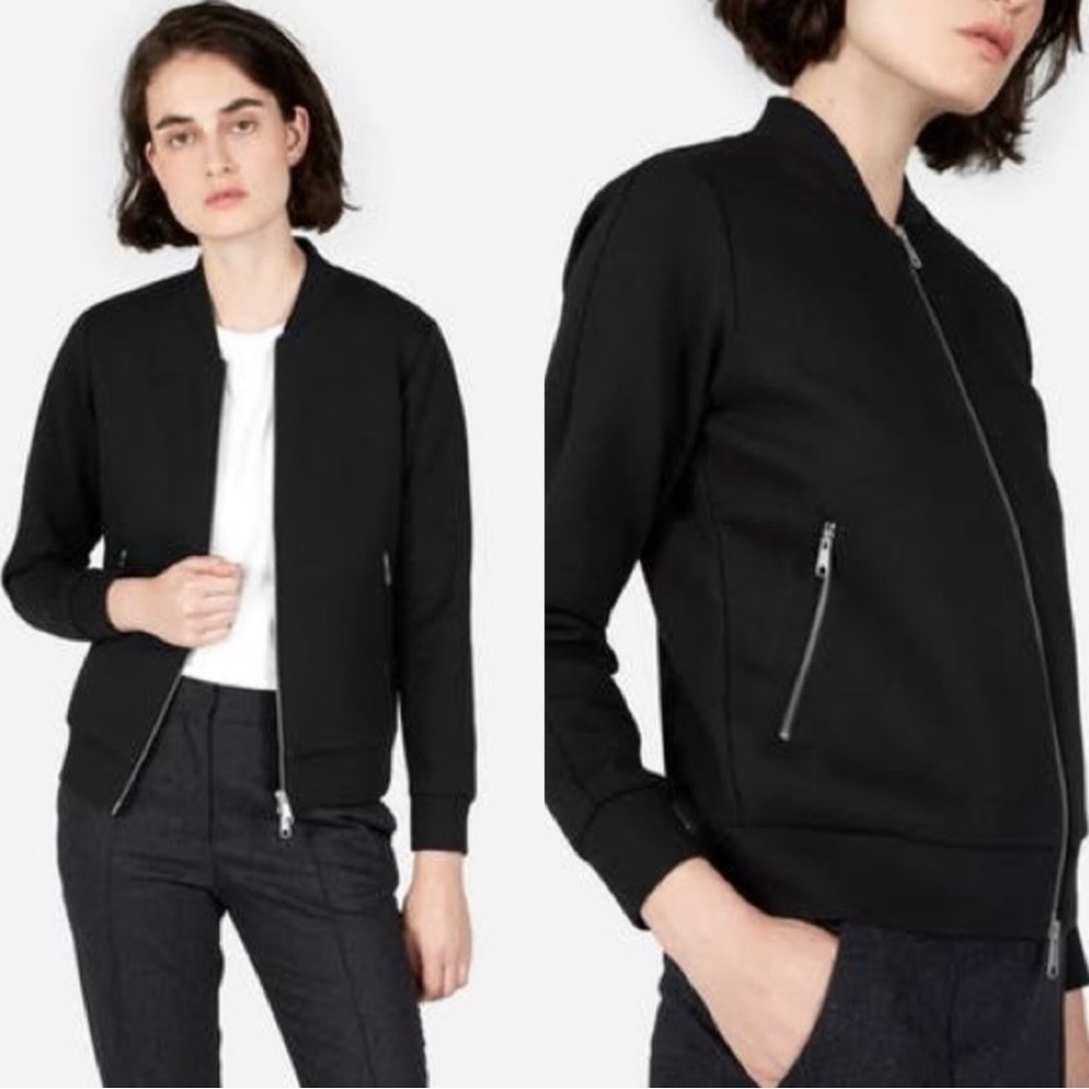 Everlane The Street Fleece Bomber Jacket in Black Size Extra Small